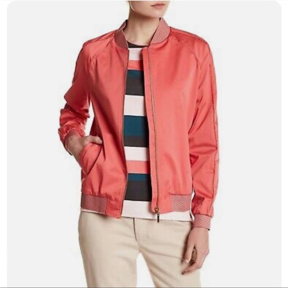 Ted Baker Colour by Numbers | Calda Scalloped Trim Satin Bomber Jacket